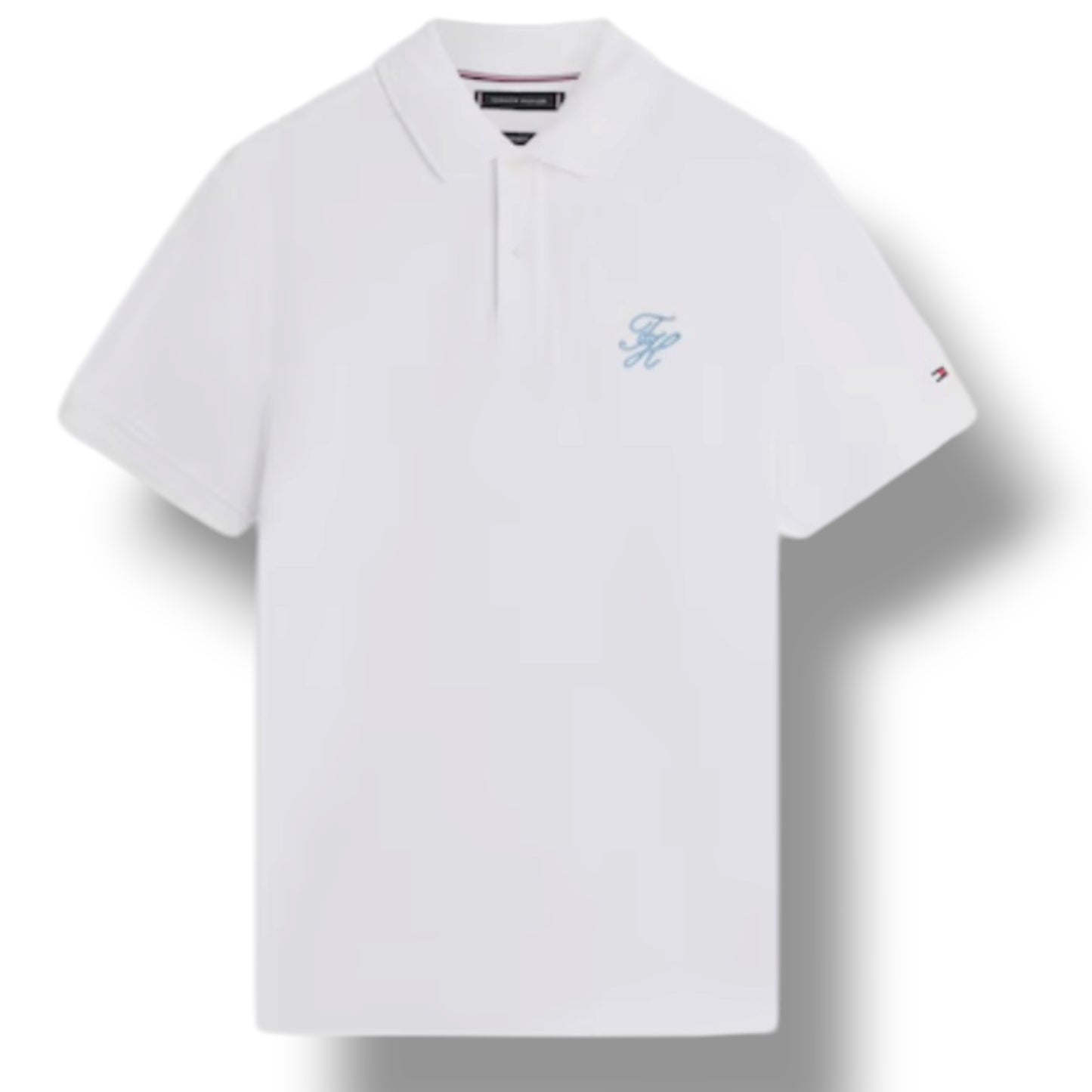 TOMMY HILFIGER ITALIC LOGO POLO SHIRT WHITE