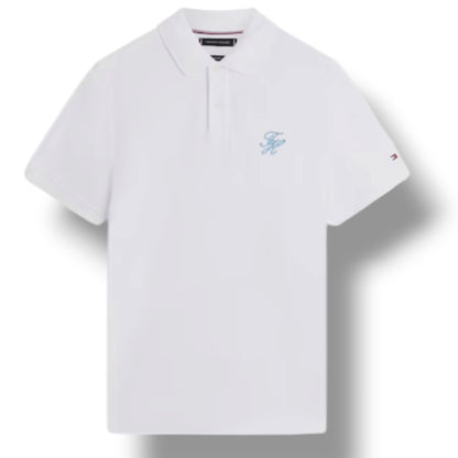TOMMY HILFIGER ITALIC LOGO POLO SHIRT WHITE