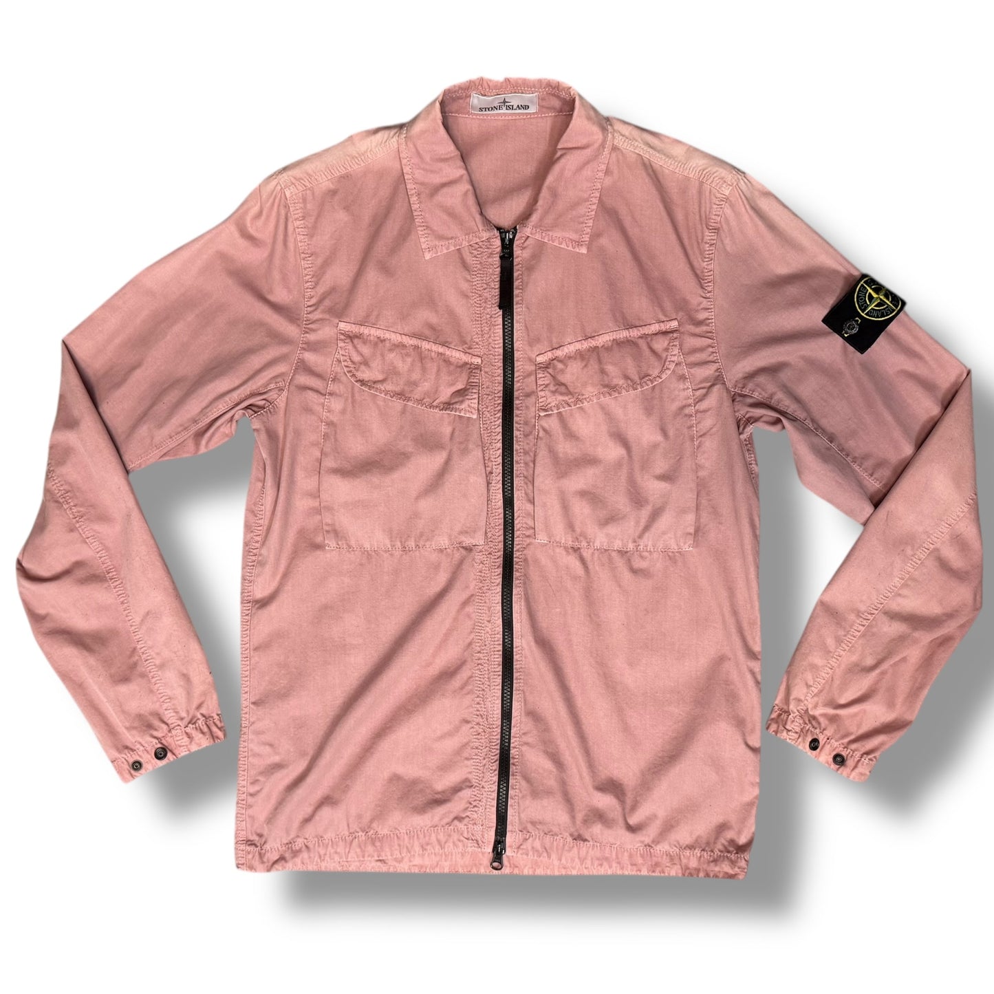 STONE ISLAND ZIP UP OVERSHIRT ROSE PINK