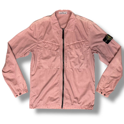 STONE ISLAND ZIP UP OVERSHIRT ROSE PINK