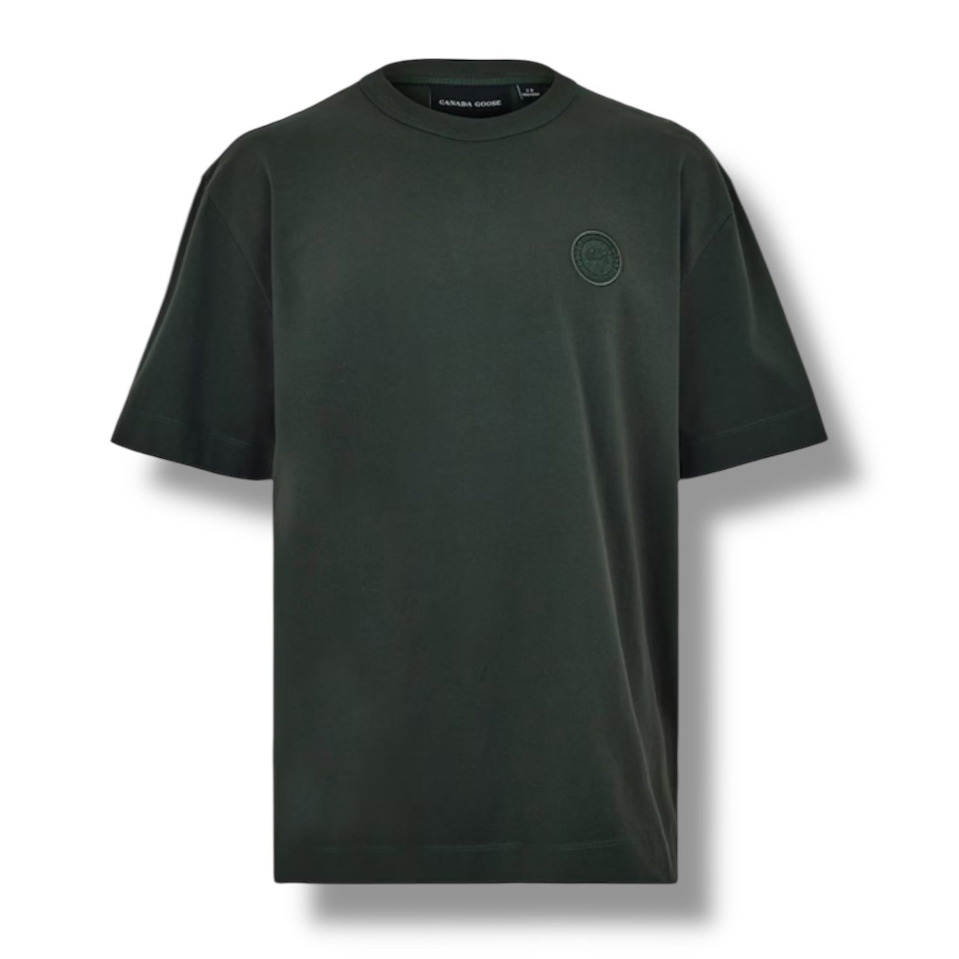 CANADA GOOSE EMBROIDERED BADGE LOGO T-SHIRT VOLCANO GREY