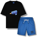 HUGO ICE LOLLY T-SHIRT & SWIM SHORTS COMBO BLACK & BLUE