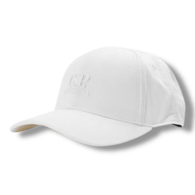 CP COMPANY EMBROIDERED LOGO BASEBALL CAP WHITE