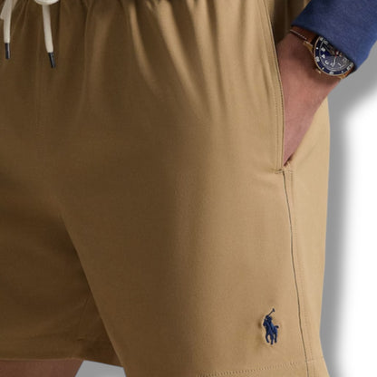 RALPH LAUREN T-SHIRT & SWIM SHORTS SET WHITE & TAN BEIGE