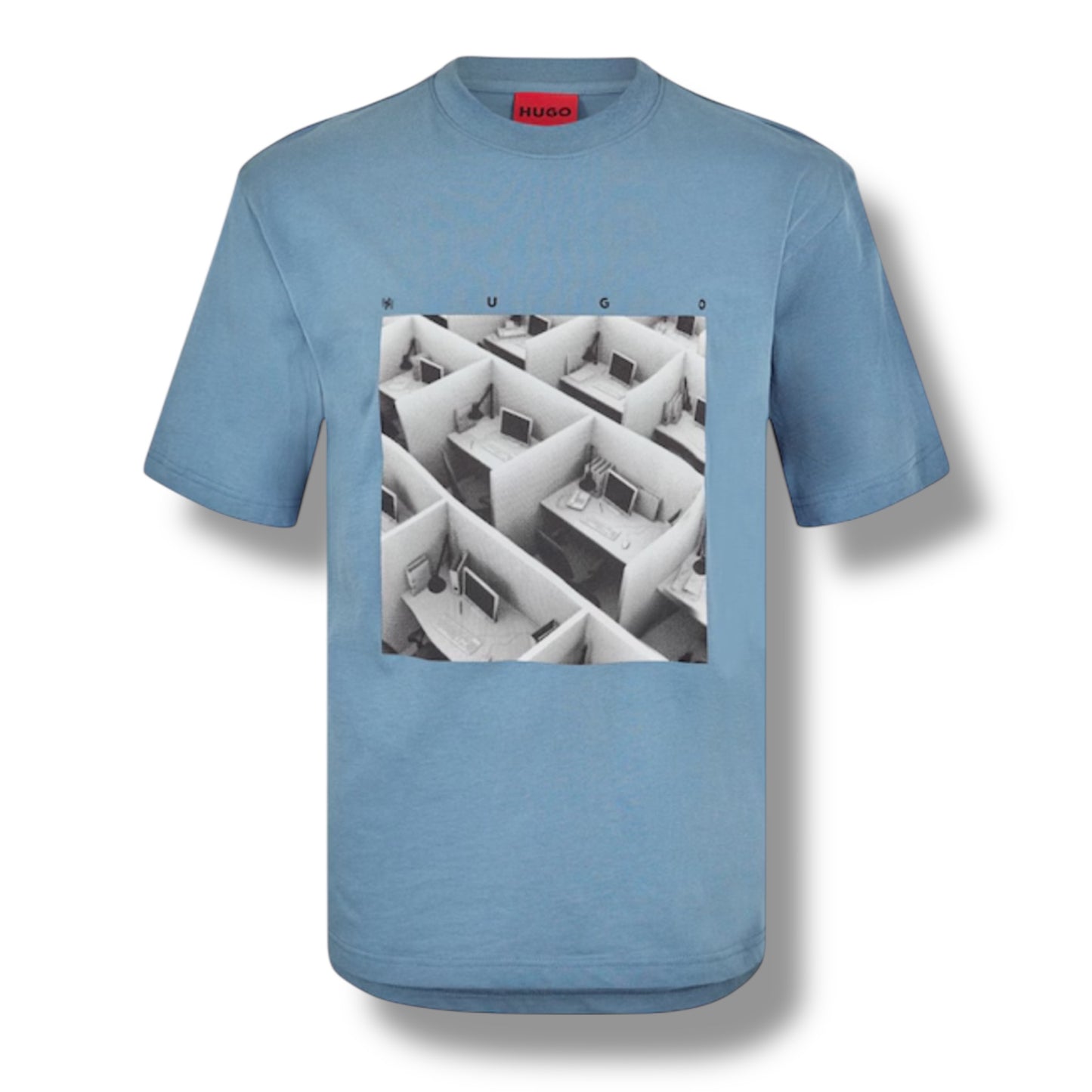 HUGO DESK LOGO T-SHIRT & SMALL LOGO SWIM SHORTS SET LIGHT BLUE