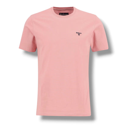 BARBOUR SMALL LOGO T-SHIRT & CHECK SWIM SHORTS SET PINK & BEIGE