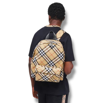 BURBERRY BURB CHECK BACKPACK BEIGE