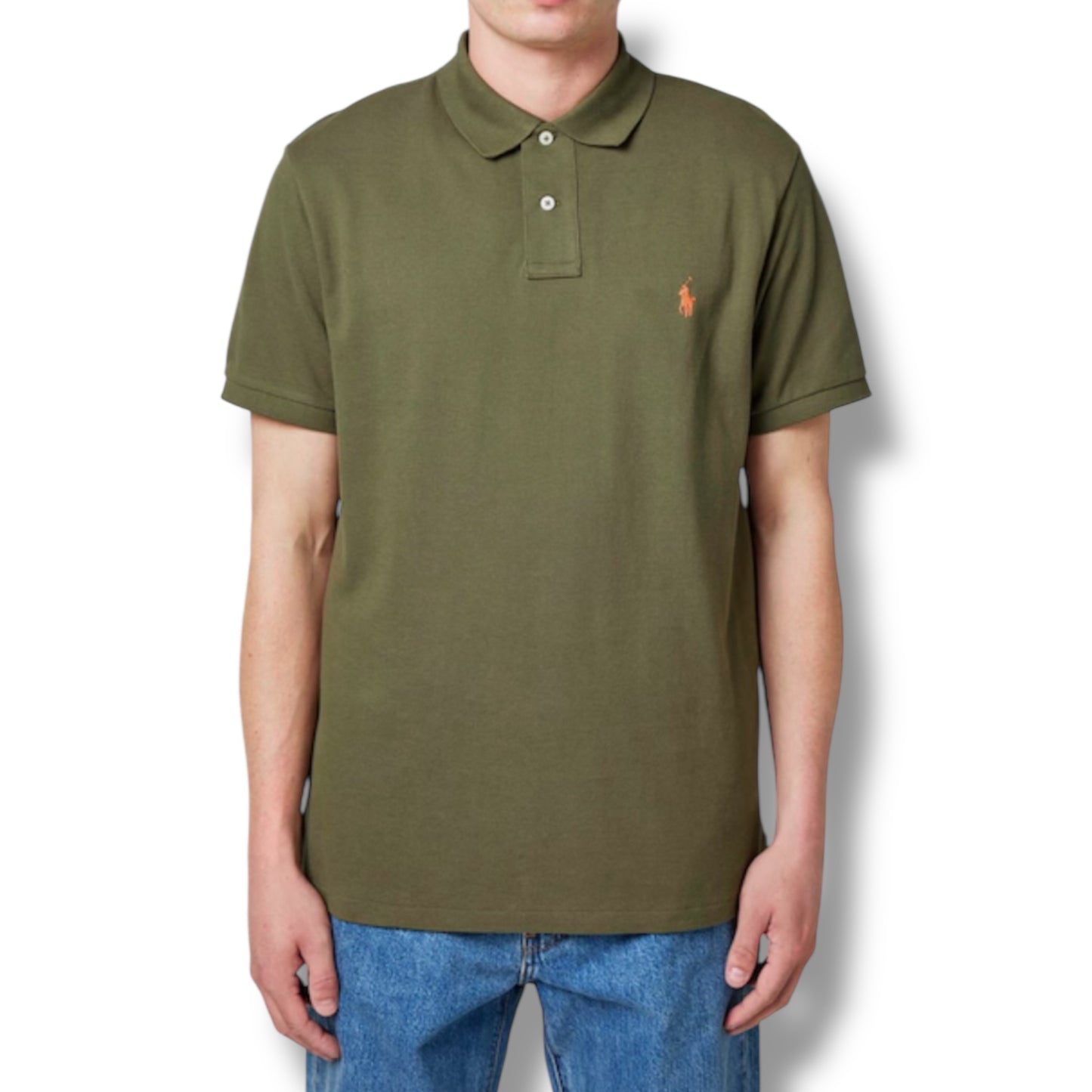 RALPH LAUREN CUSTOM FIT POLO SHIRT KHAKI GREEN