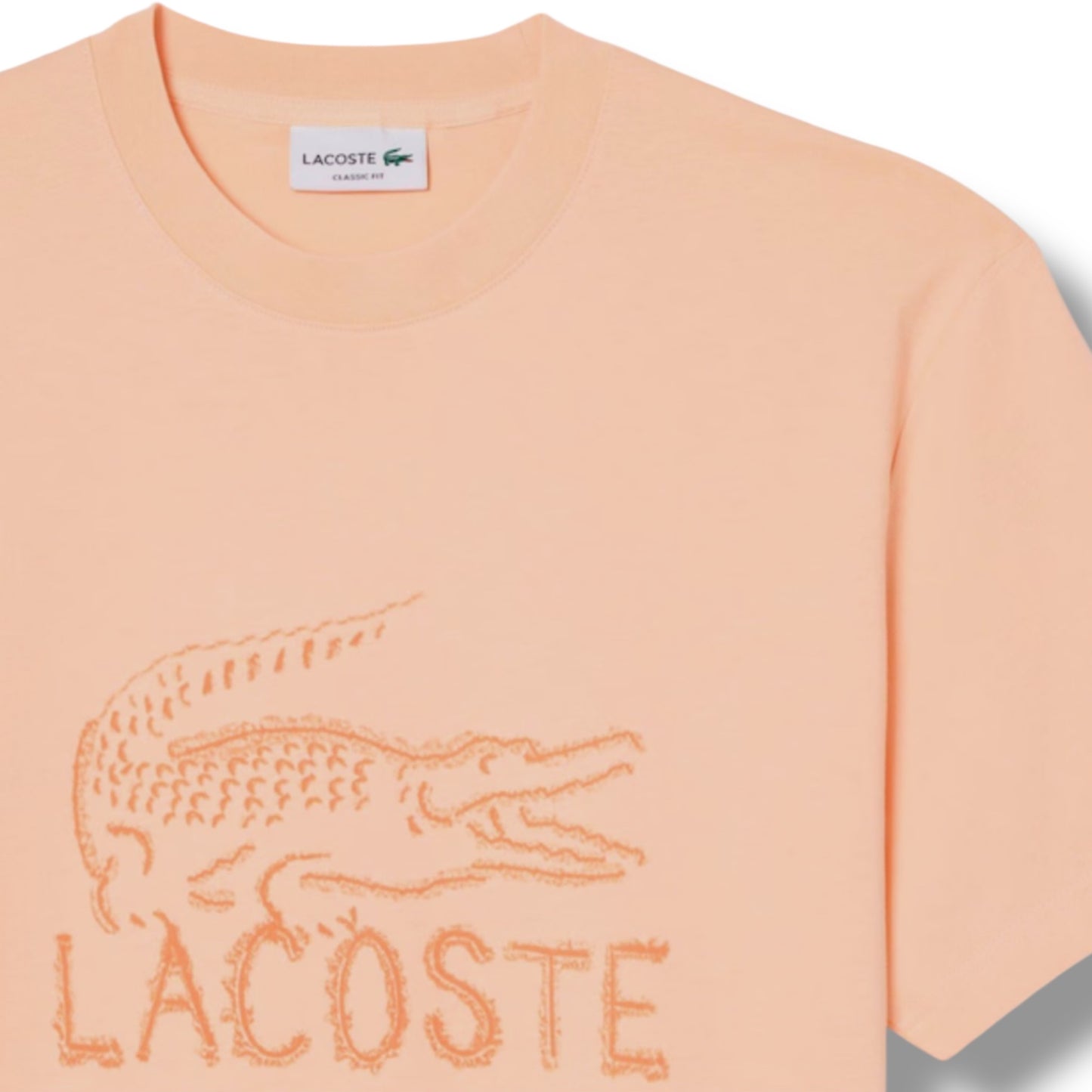 LACOSTE LARGE LOGO T-SHIRT & ALL OVER LOGO SWIM SHORTS SET ORANGE