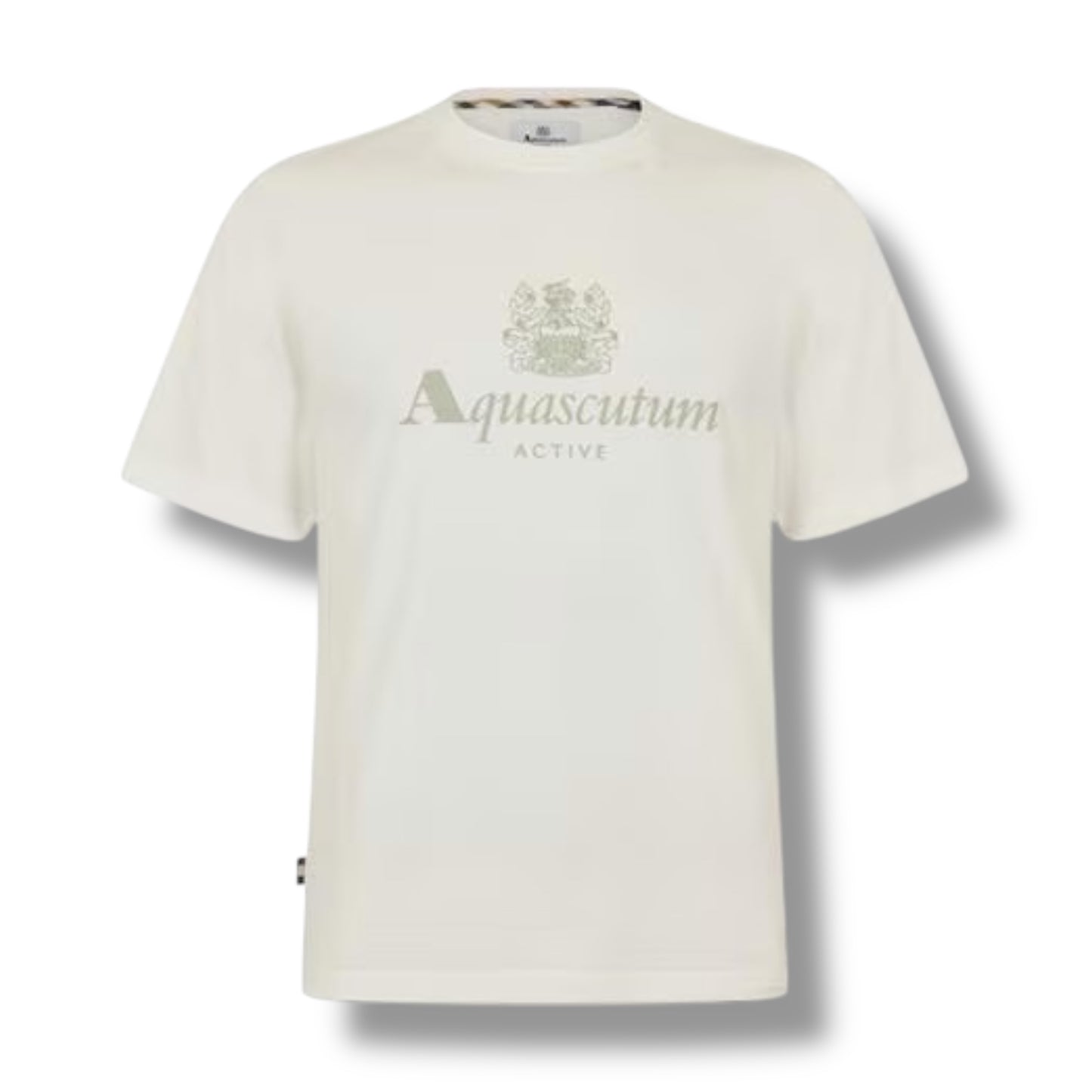 AQUASCUTUM BIG LOGO T-SHIRT & CHECK SWIM SHORTS SET WHITE - BEIGE