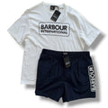BARBOUR T-SHIRT & SWIM SHORTS SET WHITE *SALE*