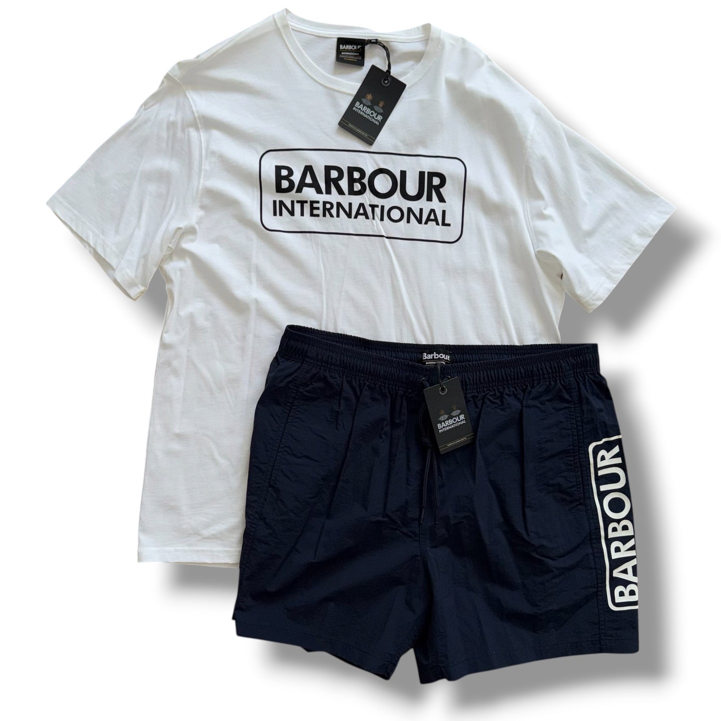 BARBOUR T-SHIRT & SWIM SHORTS SET WHITE *SALE*