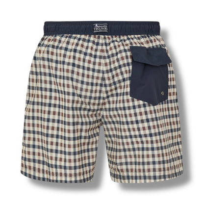 AQUASCUTUM BIG LOGO T-SHIRT & CHECK SWIM SHORTS SET AVIO BLUE - BEIGE