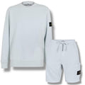 STONE ISLAND SWEATSHIRT & JERSEY SHORTS SET SKY BLUE
