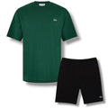 LACOSTE SMALL LOGO T-SHIRT & JERSEY SHORTS SET GREEN & BLACK