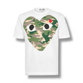 COMME DES GARÇONS PLAY LARGE CAMO HEART T-SHIRT WHITE