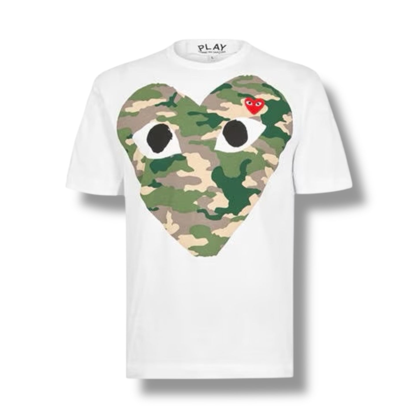 COMME DES GARÇONS PLAY LARGE CAMO HEART T-SHIRT WHITE