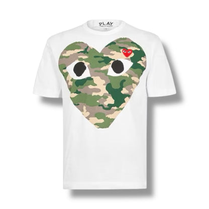 COMME DES GARÇONS PLAY LARGE CAMO HEART T-SHIRT WHITE