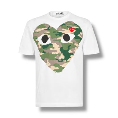 COMME DES GARÇONS PLAY LARGE CAMO HEART T-SHIRT WHITE