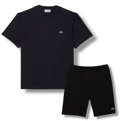 LACOSTE SMALL LOGO T-SHIRT & JERSEY SHORTS SET BLACK