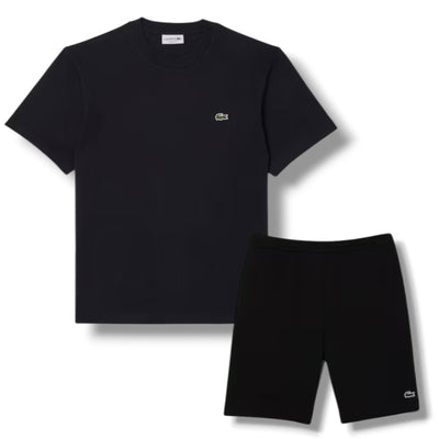 LACOSTE SMALL LOGO T-SHIRT & JERSEY SHORTS SET BLACK