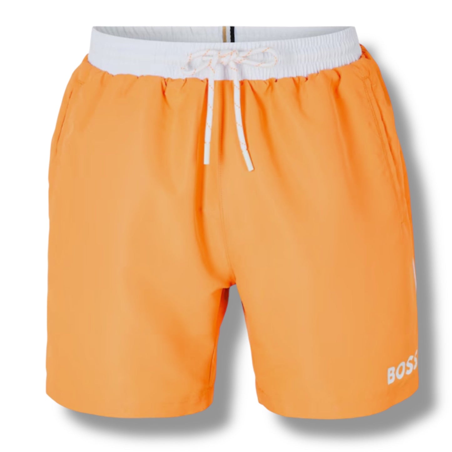 HUGO BOSS BIG LOGO T-SHIRT & SWIM SHORTS COMBO WHITE & ORANGE