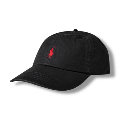 RALPH LAUREN POLO EMBROIDERED LOGO BASEBALL CAP BLACK