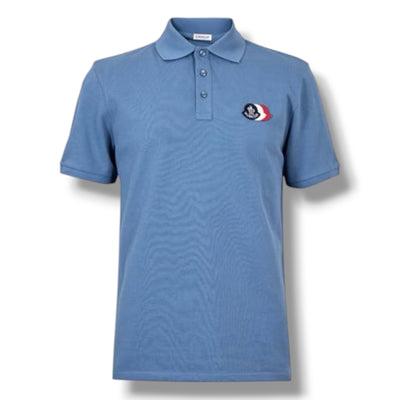 MONCLER TRIPLE LOGO POLO SHIRT LIGHT BLUE