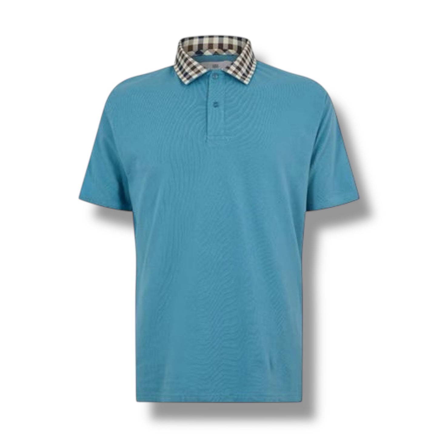 AQUASCUTUM CHECK COLLAR POLO SHIRT AVIO BLUE