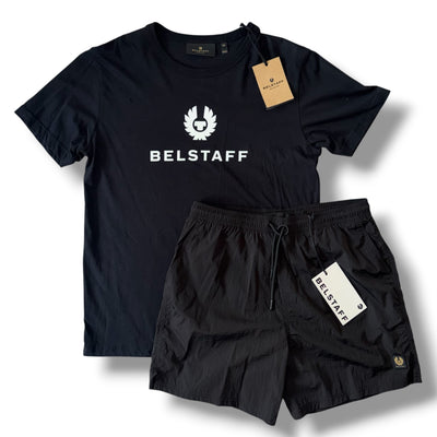 BELSTAFF T-SHIRT & SWIM SHORTS SET BLACK *SALE*