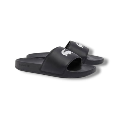 LACOSTE BIG LOGO SLIDERS BLACK