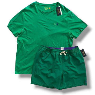 RALPH LAUREN T-SHIRT & SWIM SHORTS SET GREEN *SALE*