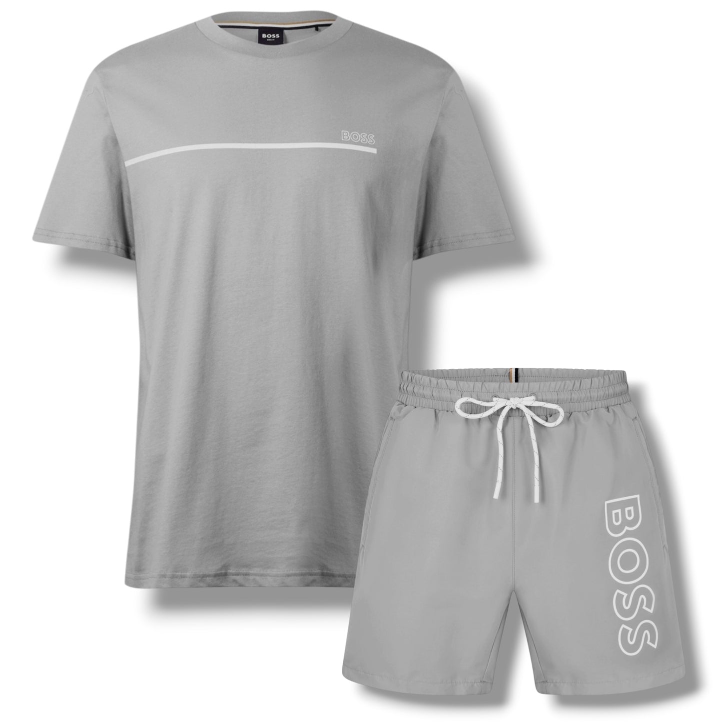 HUGO BOSS STORM T-SHIRT & SWIM SHORTS SET GREY