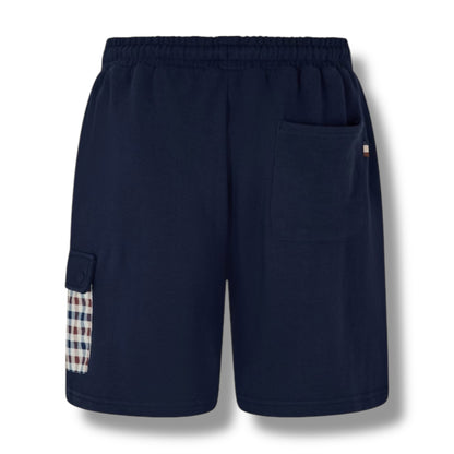 AQUASCUTUM BIG LOGO T-SHIRT & SIDE POCKET SWIM SHORTS SET BLACK - NAVY