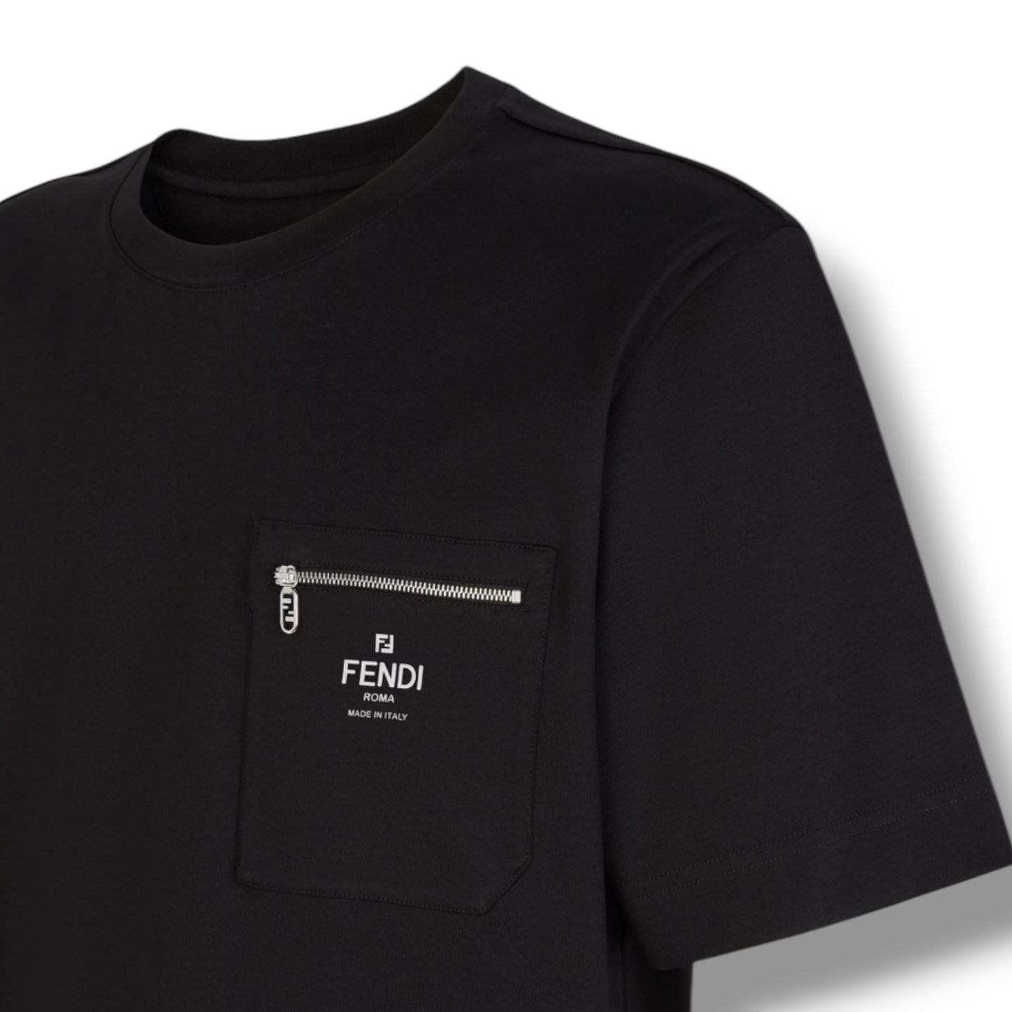 FENDI ZIP PICKET T-SHIRT BLACK
