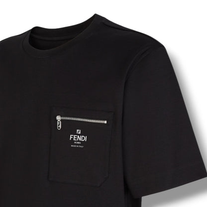 FENDI ZIP PICKET T-SHIRT BLACK
