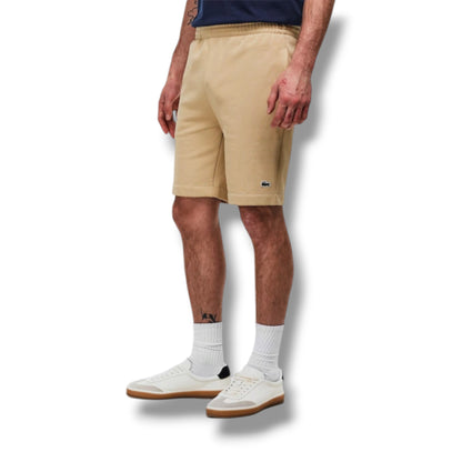 LACOSTE LARGE LOGO T-SHIRT & JERSEY SHORTS SET WHITE & BEIGE