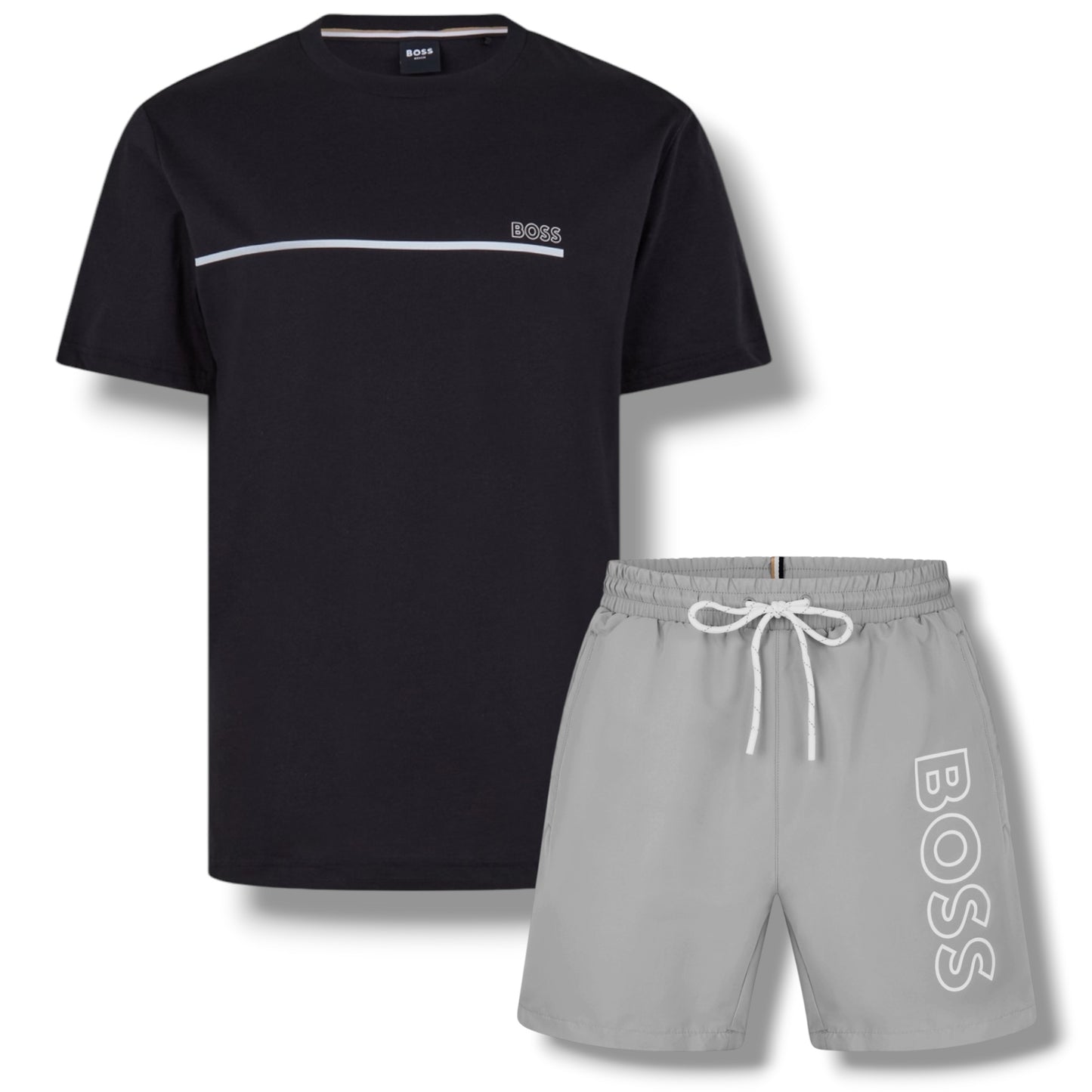 HUGO BOSS STORM T-SHIRT & SWIM SET BLACK & GREY