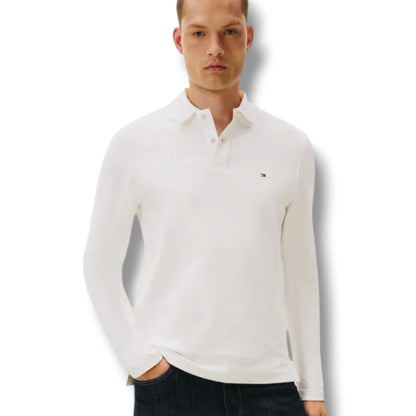 TOMMY HILFIGER LONG SLEEVE POLO SHIRT WHITE