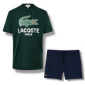 LACOSTE LARGE LOGO T-SHIRT & SWIM SHORTS SET GREEN & NAVY