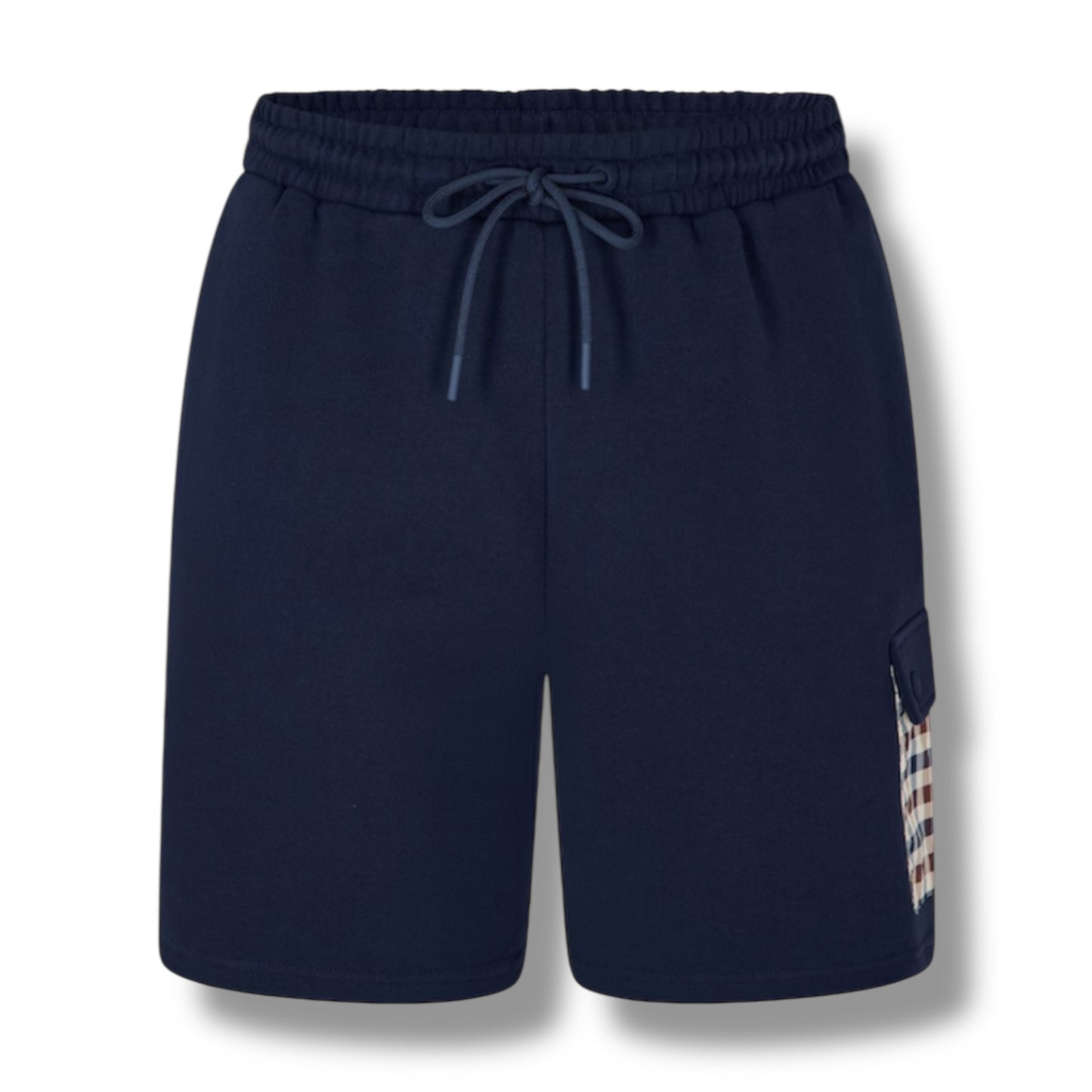 AQUASCUTUM PATCH POCKET T-SHIRT & SIDE POCKET SWIM SHORTS SET WHITE - NAVY