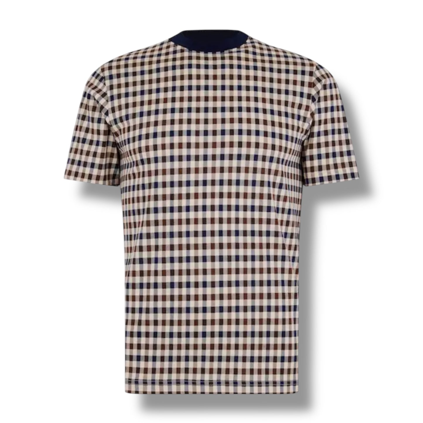 AQUASCUTUM CHECK ALL OVER T-SHIRT BEIGE