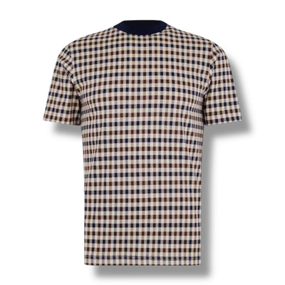AQUASCUTUM CHECK ALL OVER T-SHIRT BEIGE