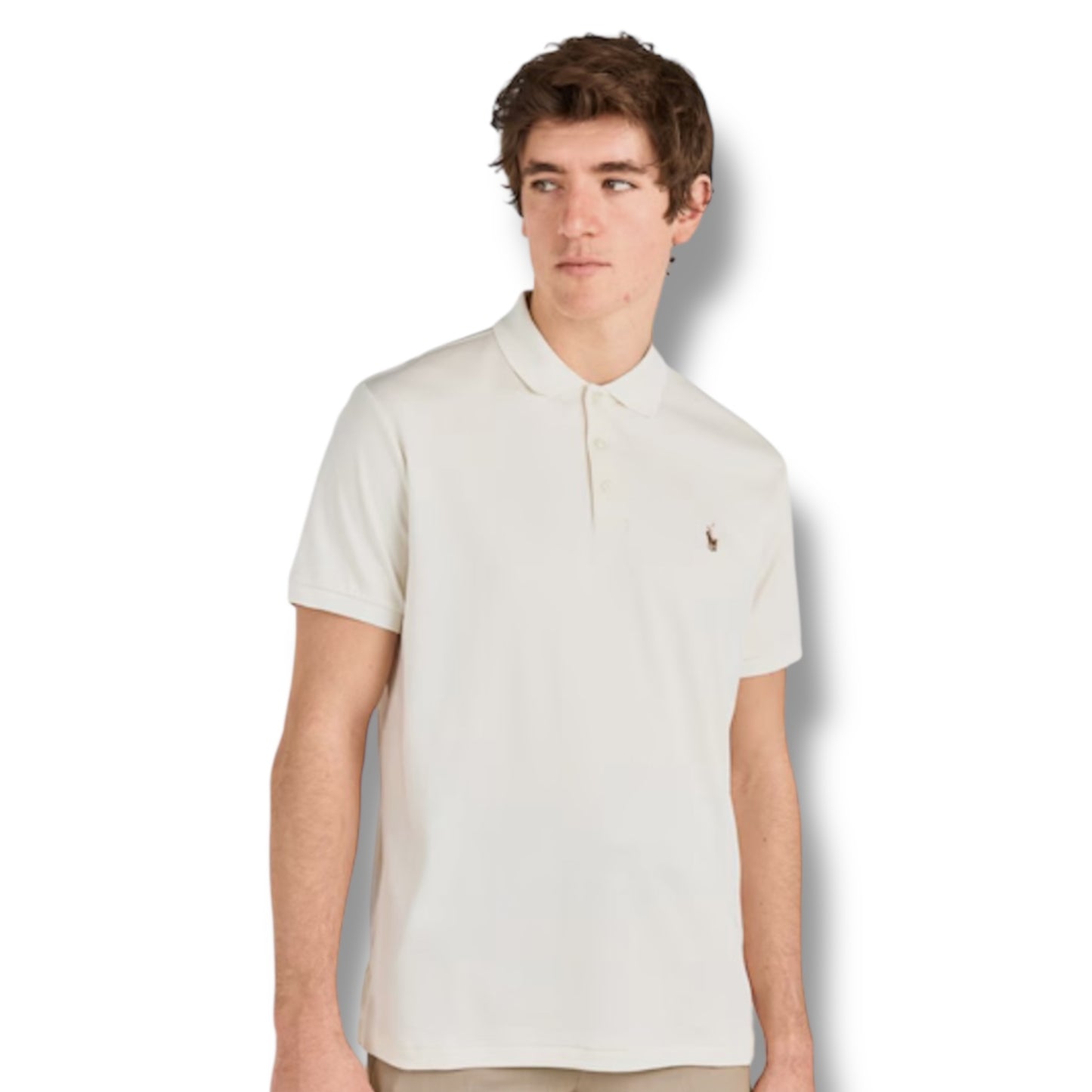 RALPH LAUREN SLIM FIT POLO SHIRT LIGHT CREAM