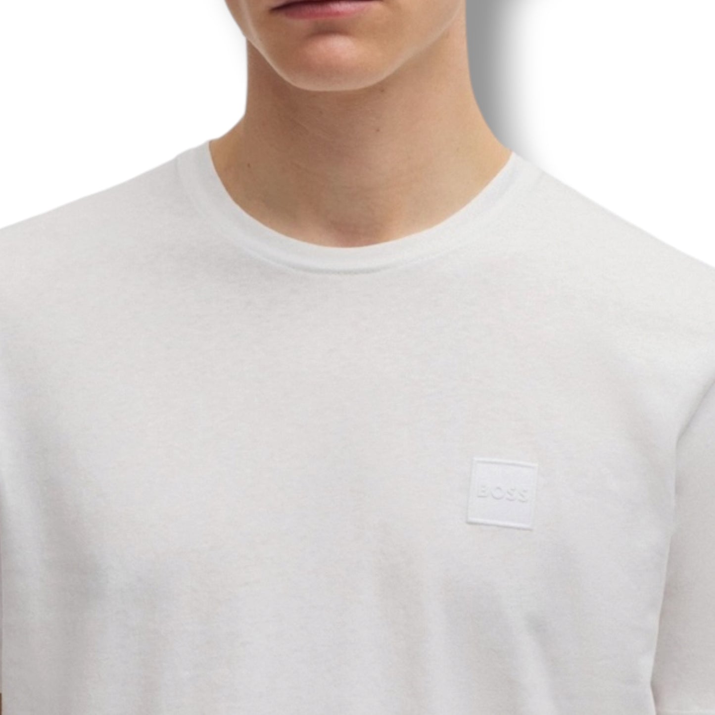 HUGO BOSS PATCH T-SHIRT & VERTI LOGO SWIM SHORTS SET WHITE & NAVY BLUE