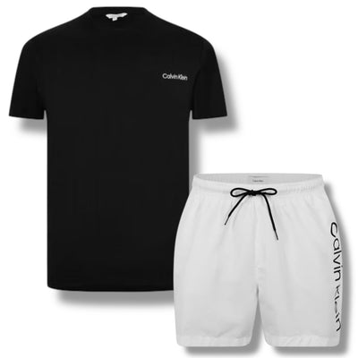 CALVIN KLEIN T-SHIRT & SWIM SHORTS SET BLACK & WHITE