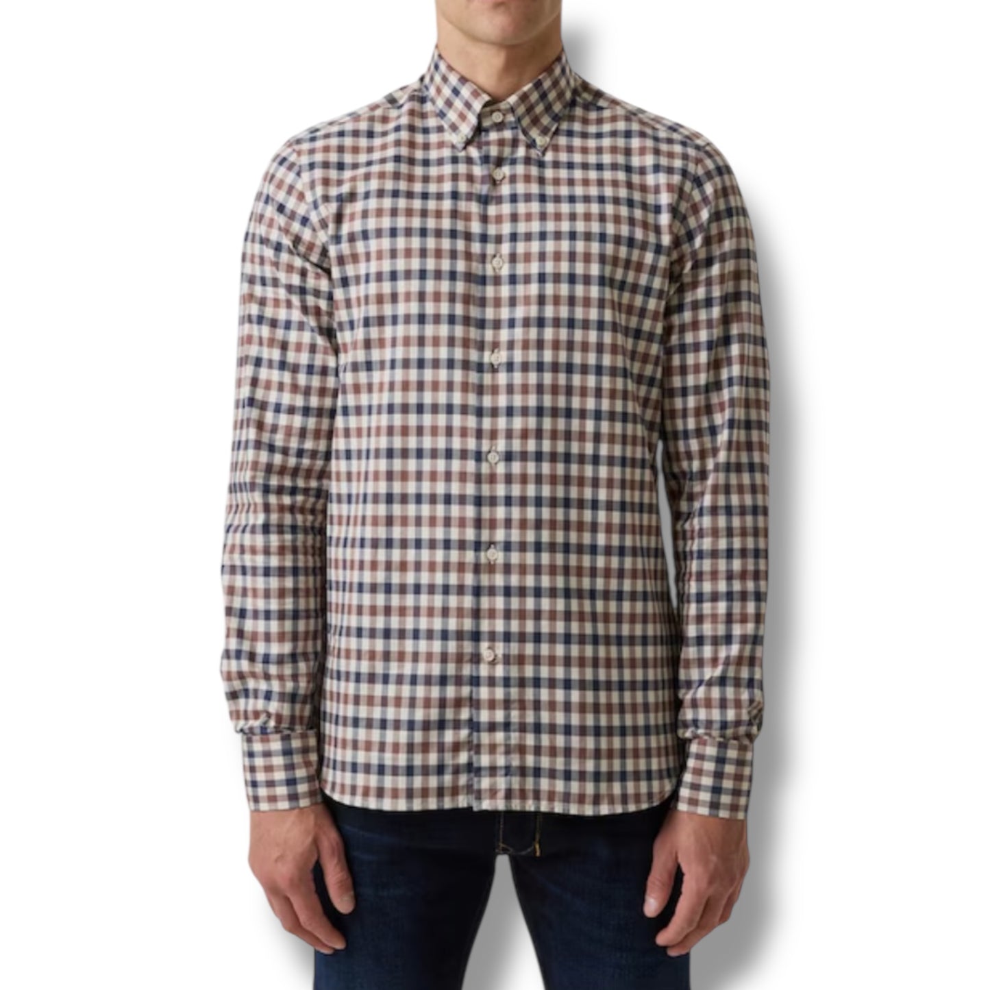 AQUASCUTUM LONG SLEEVED CHECKED SHIRT