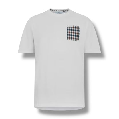 AQUASCUTUM PATCH POCKET T-SHIRT & SIDE POCKET SWIM SHORTS SET WHITE - NAVY