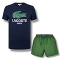 LACOSTE LARGE LOGO T-SHIRT & SWIM SHORTS SET NAVY & GREEN