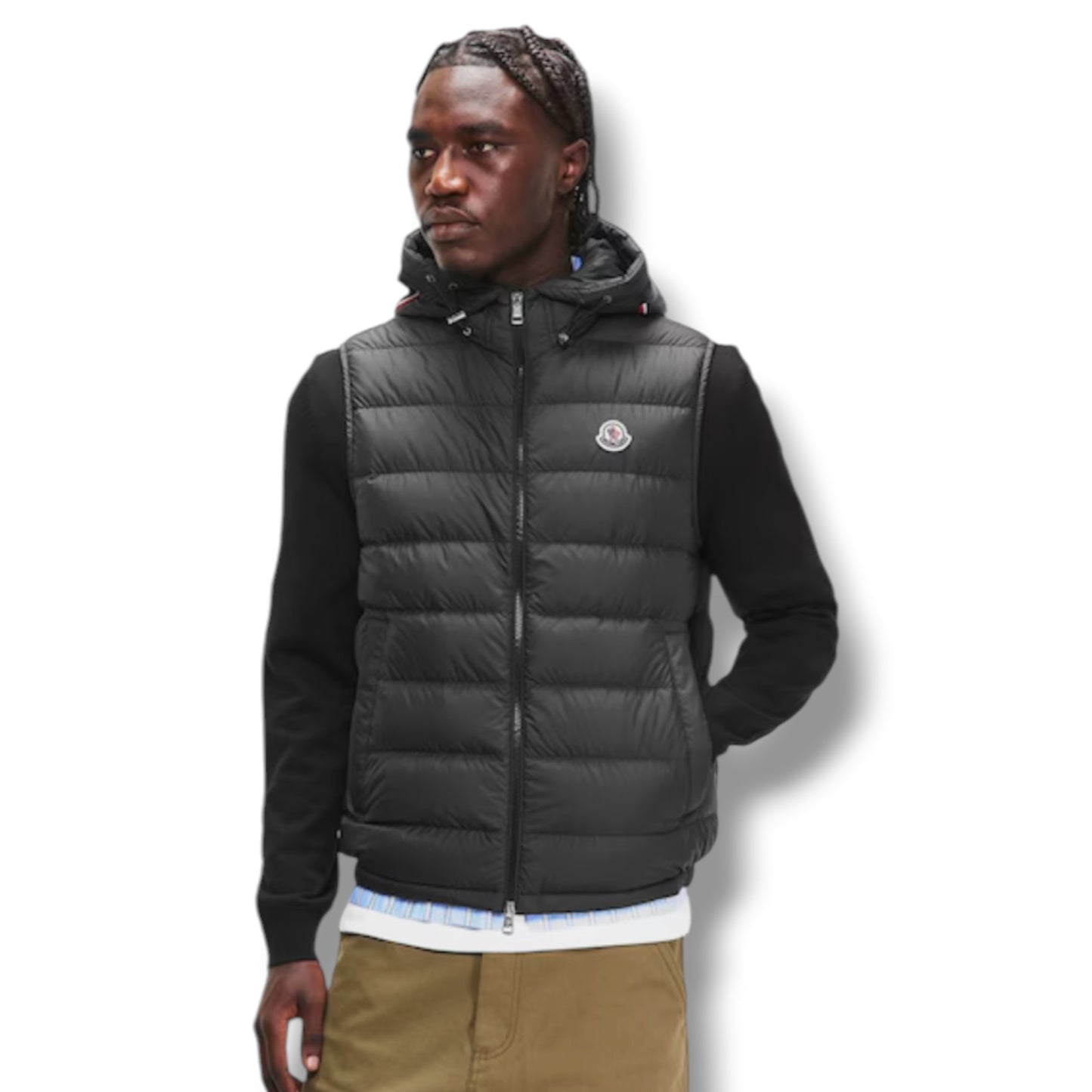 MONCLER HOODED GILET BLACK